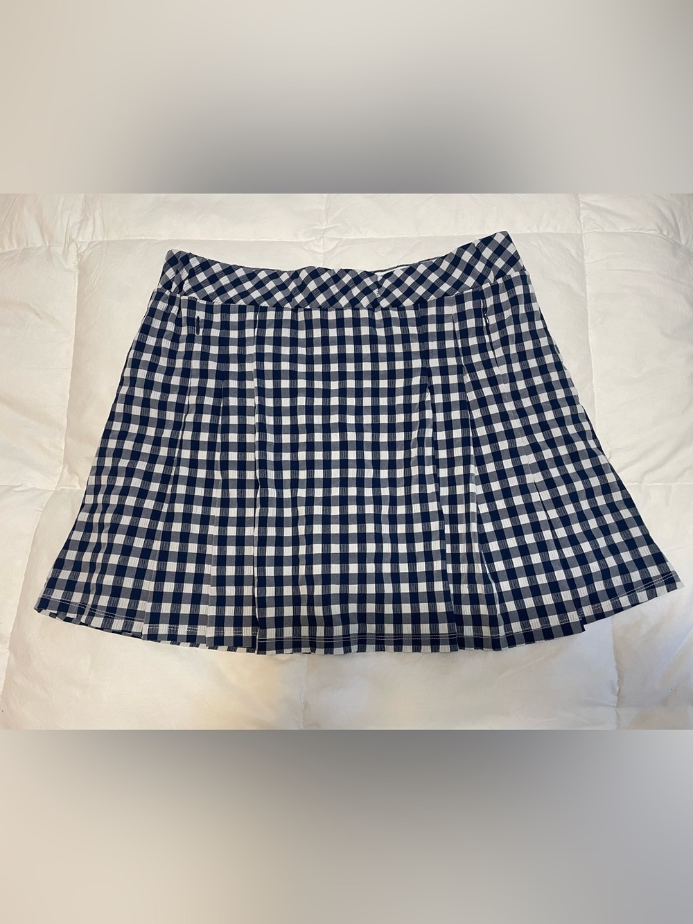 Tuckernuck TNUCK Sport  Skort Active Skirt sz XL Navy Blue Gingham Check